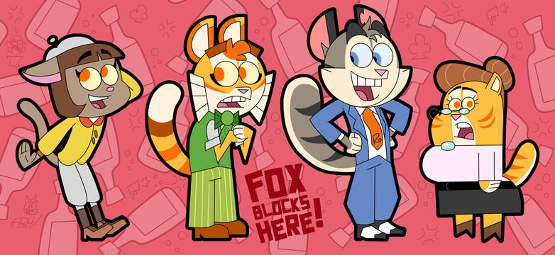 Art style: Fairly OddParents Software: Krita Twitter link ⬈ "Fairly Odd Lackadaisy" Style swap art for fun. Characters from Lackadaisy.